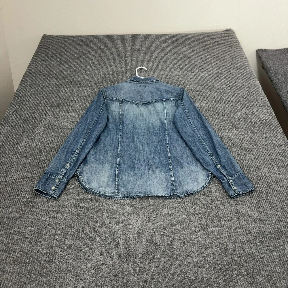 J Crew Denim Shirt Womens 8 Blue Cotton Long Sleeve Western Casual Classic